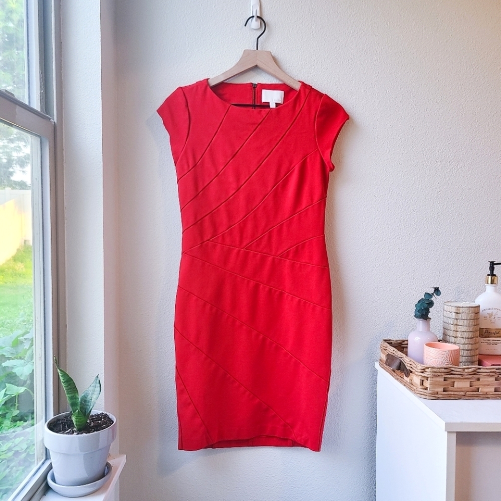 Dalia Red Capped Sleeve Mini Dress